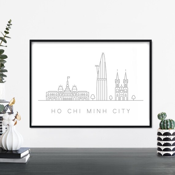 Ho Chi Minh City Skyline Line Art Poster Saigon Vietnam Decor
