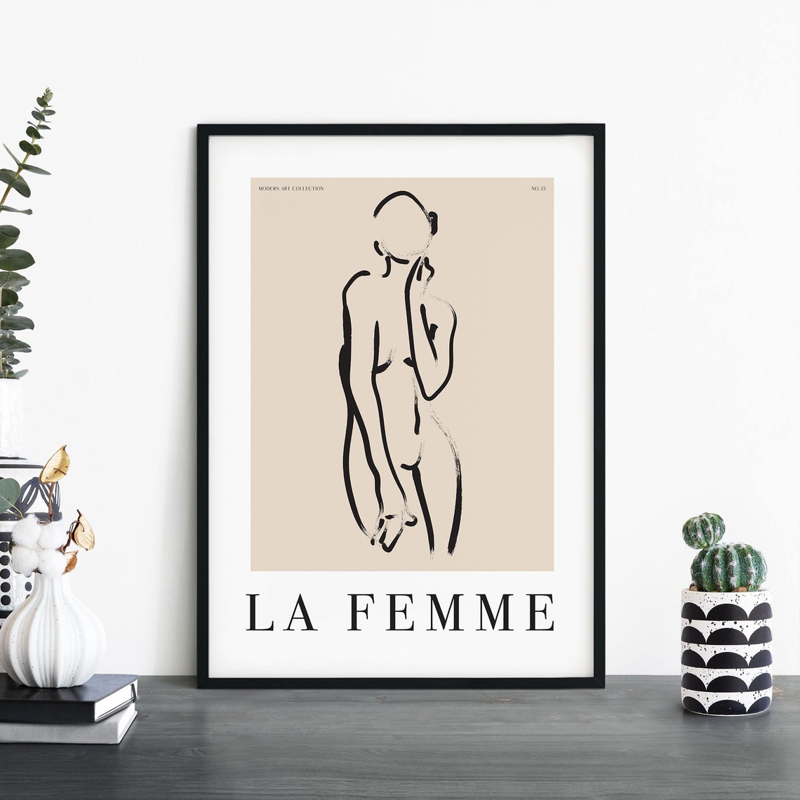 La Femme Standing Figure Elegant Brushstroke Modern Art No35 Print