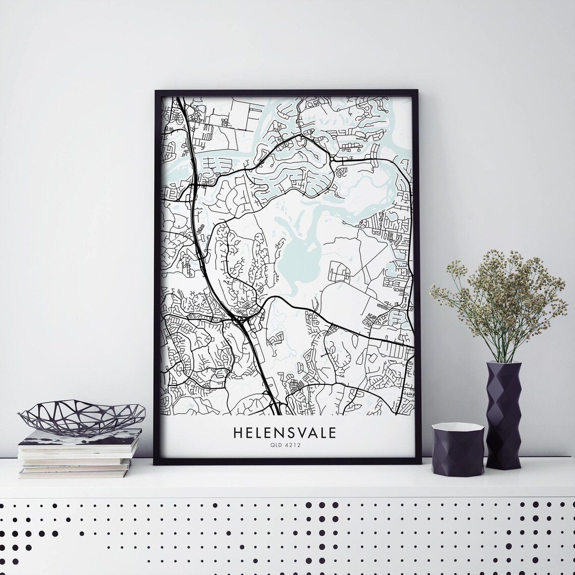 Helensvale Gold Coast Australia City Street Map Minimal Line Art Poster