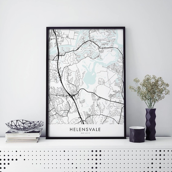 Helensvale Gold Coast Australia City Street Map Minimal Line Art Poster