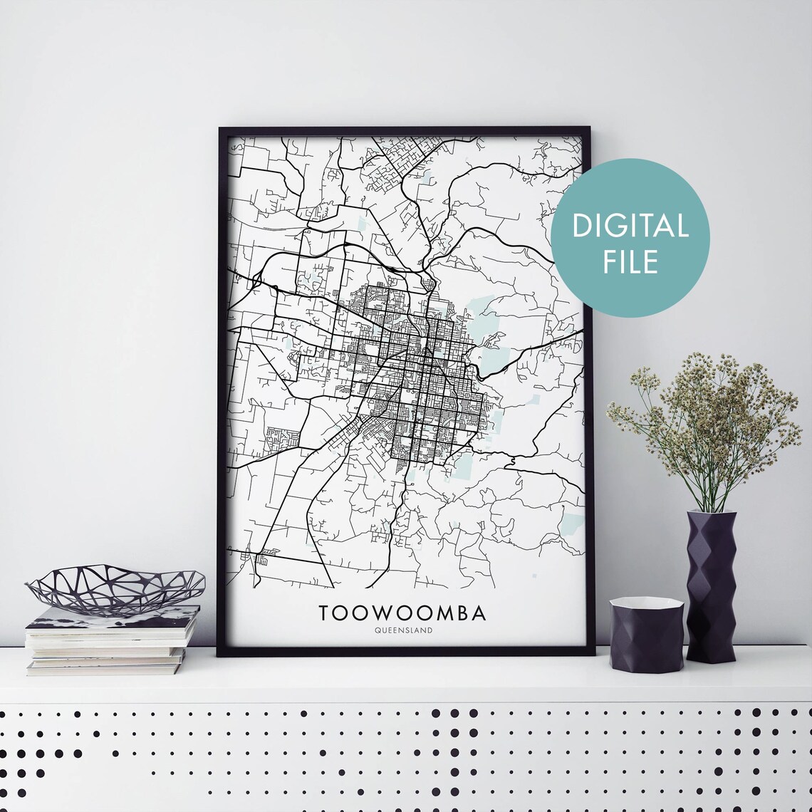 Toowoomba Queensland Australia City Map Art Print