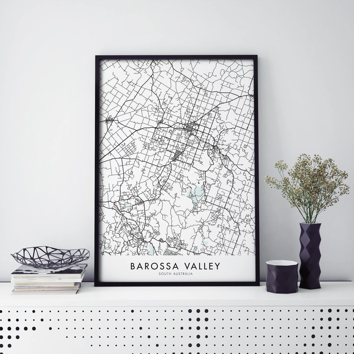 Barossa Valley South Australia Black White Minimalist Map Poster