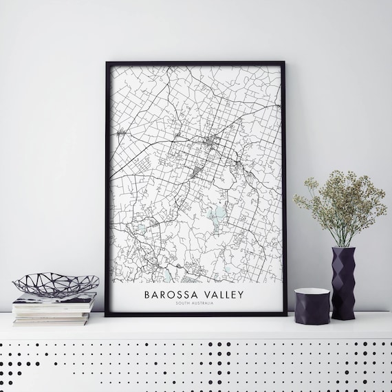 Barossa Valley South Australia Black White Minimalist Map Poster