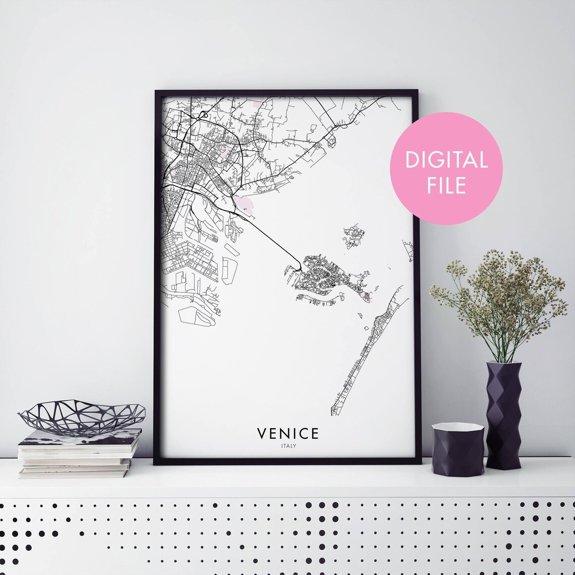 Venice Italy City Map Print, Travel Wall Art