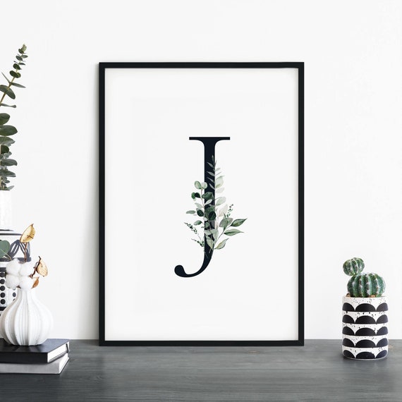 Letter J Alphabet Abstract Print Wall Art 4x6 5x7 A4 A3 A2 A1