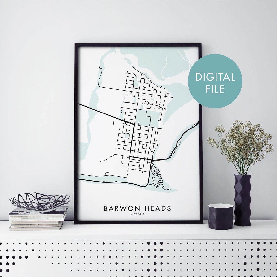 Barwon Heads Victoria Australia Coastal Town Map Minimalist Poster