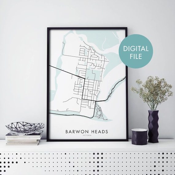 Barwon Heads Victoria Australia Coastal Town Map Minimalist Poster