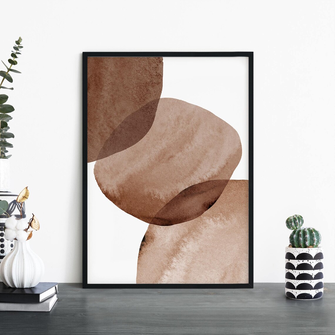Terracotta Watercolor Organic Shapes Minimalist Abstract Poster