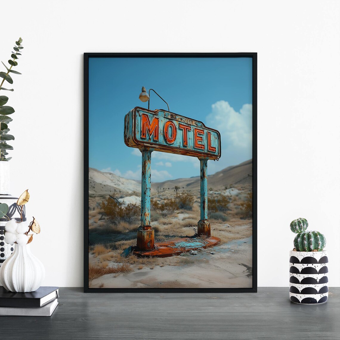 Vintage Motel Sign in the Desert Retro Americana Photo Poster