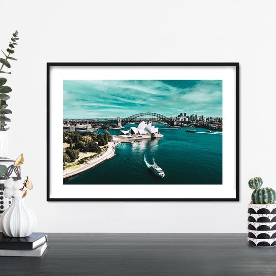Sydney Harbour Bridge Opera House Aerial Photographic Print Wall Art A4 A3 A2 A1