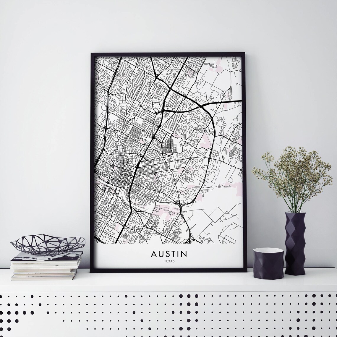 Austin Texas Minimalist City Map Street Line Art Urban Decor Poster