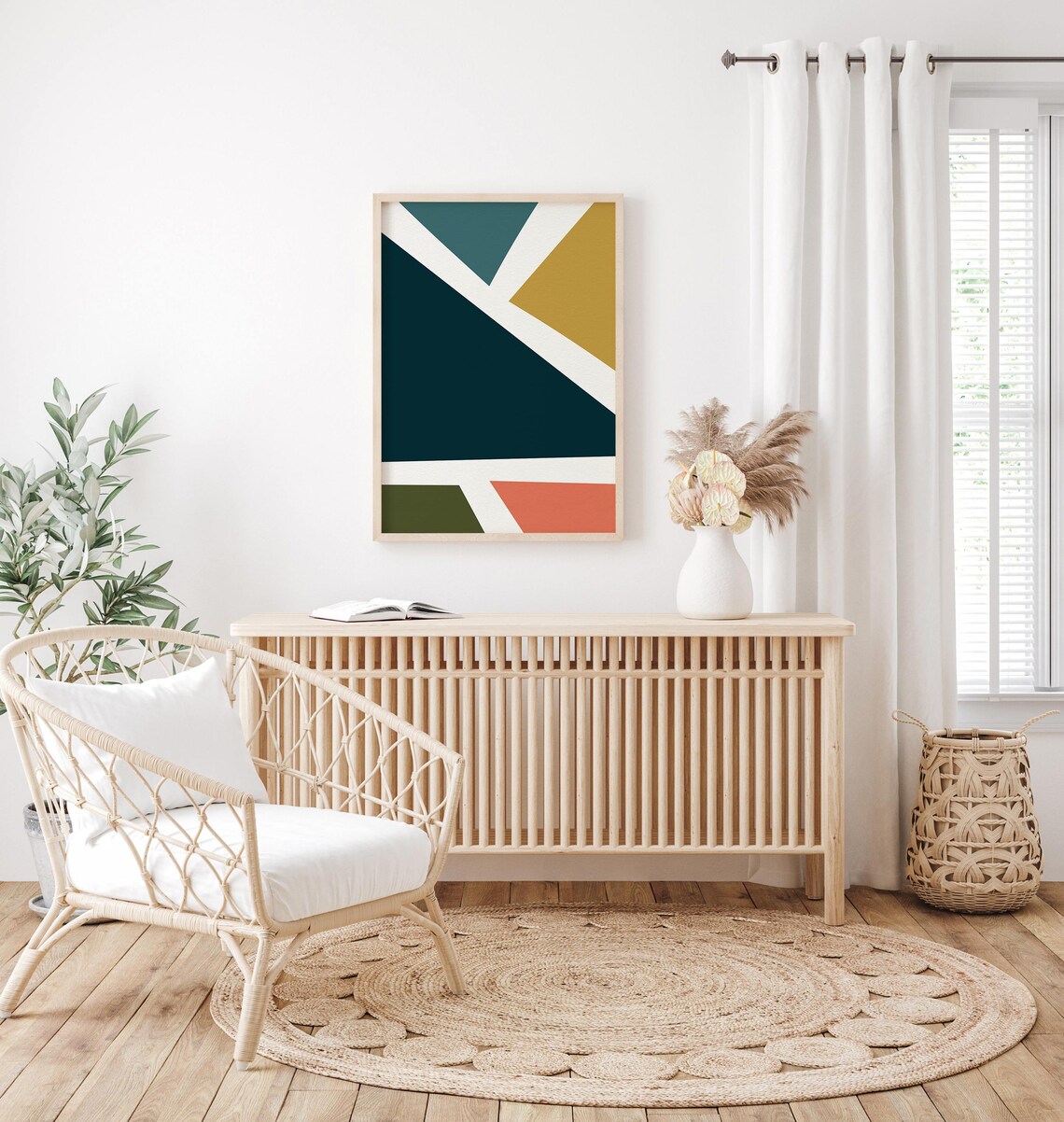 Organic Hues No18 Geometric Shapes Mid Century Abstract Art Print