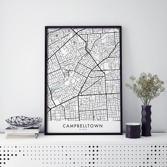 Campbelltown Adelaide SA 5074 Minimalist City Map Line Art Poster