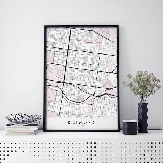 Richmond Melbourne VIC 3121 Street Map Minimalist City Poster