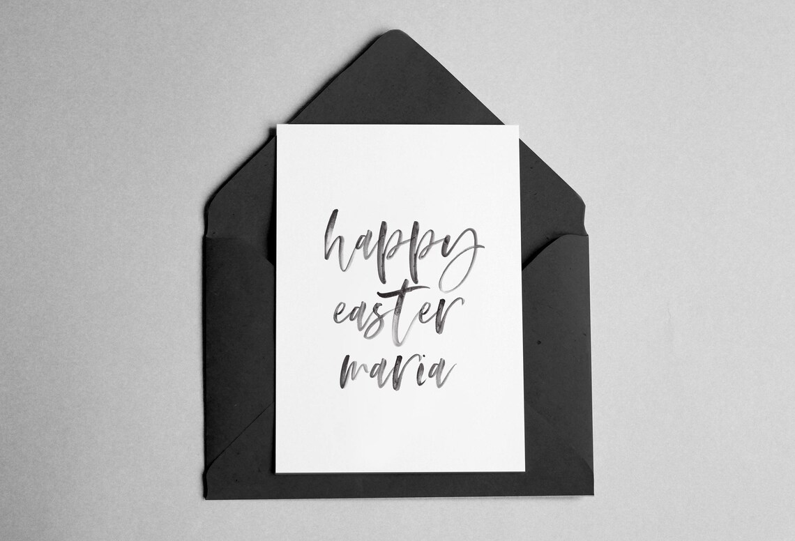 Personalized Easter Card Minimalist Script Art Print
