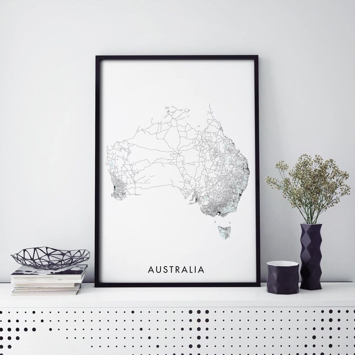 Australia Country Road Map Art Print, Travel Map