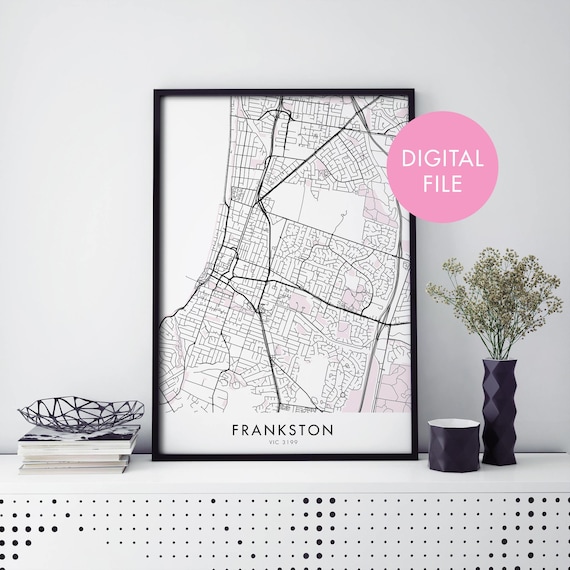 Frankston Victoria Australia City Street Map Digital File Poster