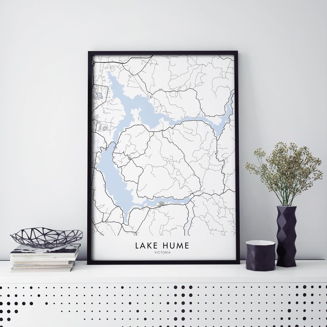 Lake Hume Victoria Blue Water Reservoir Scenic Map Wall Poster