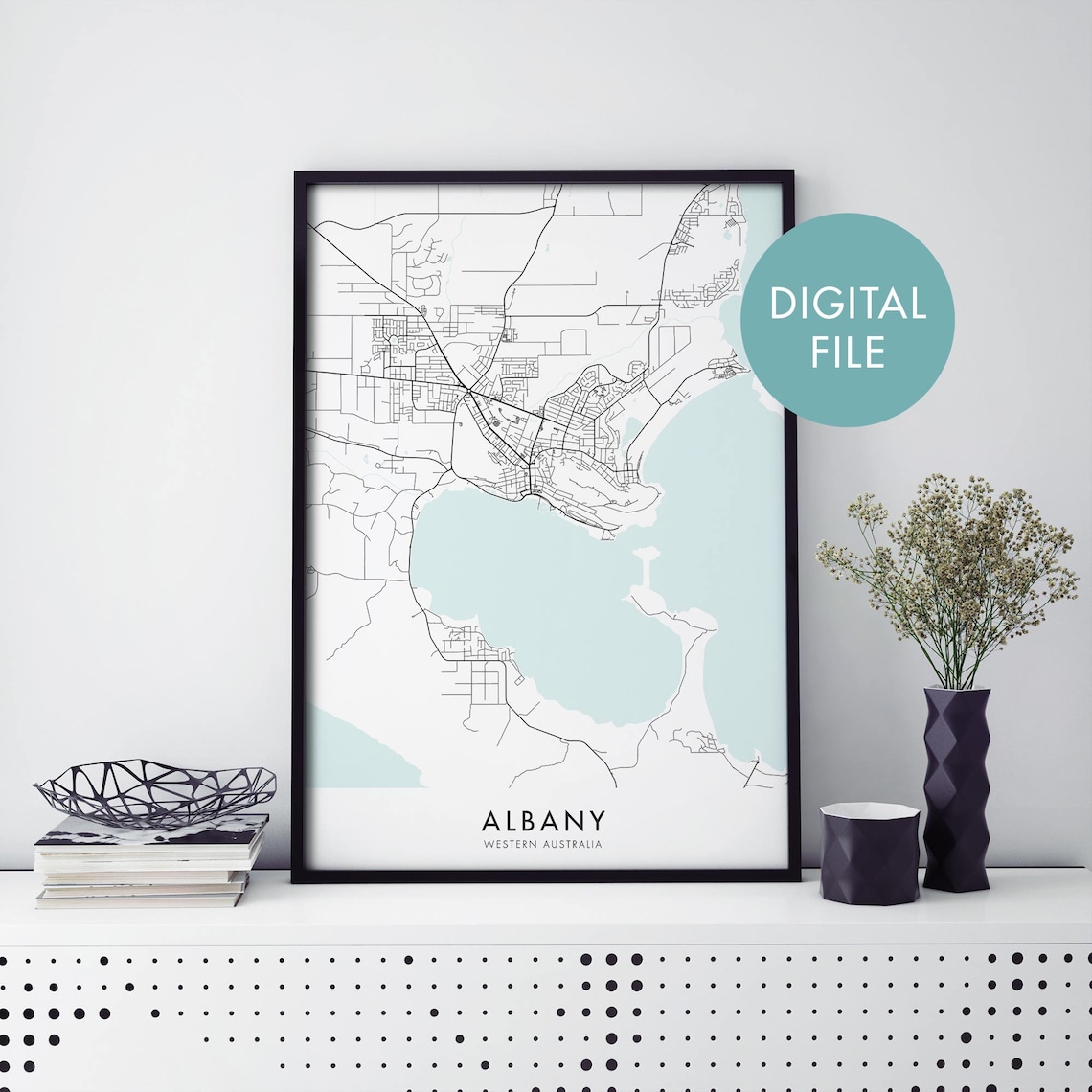 Albany Western Australia Coastal City Street Map Seaside Art Print