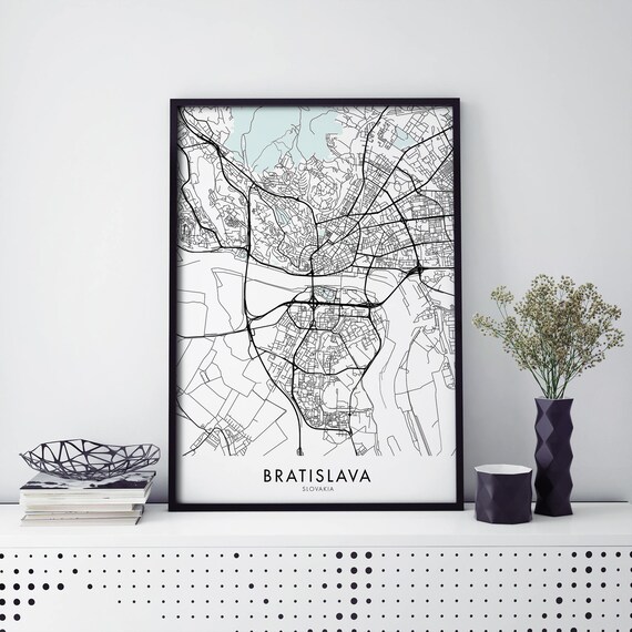 Bratislava Slovakia Minimal City Map Street Black Line Art Poster