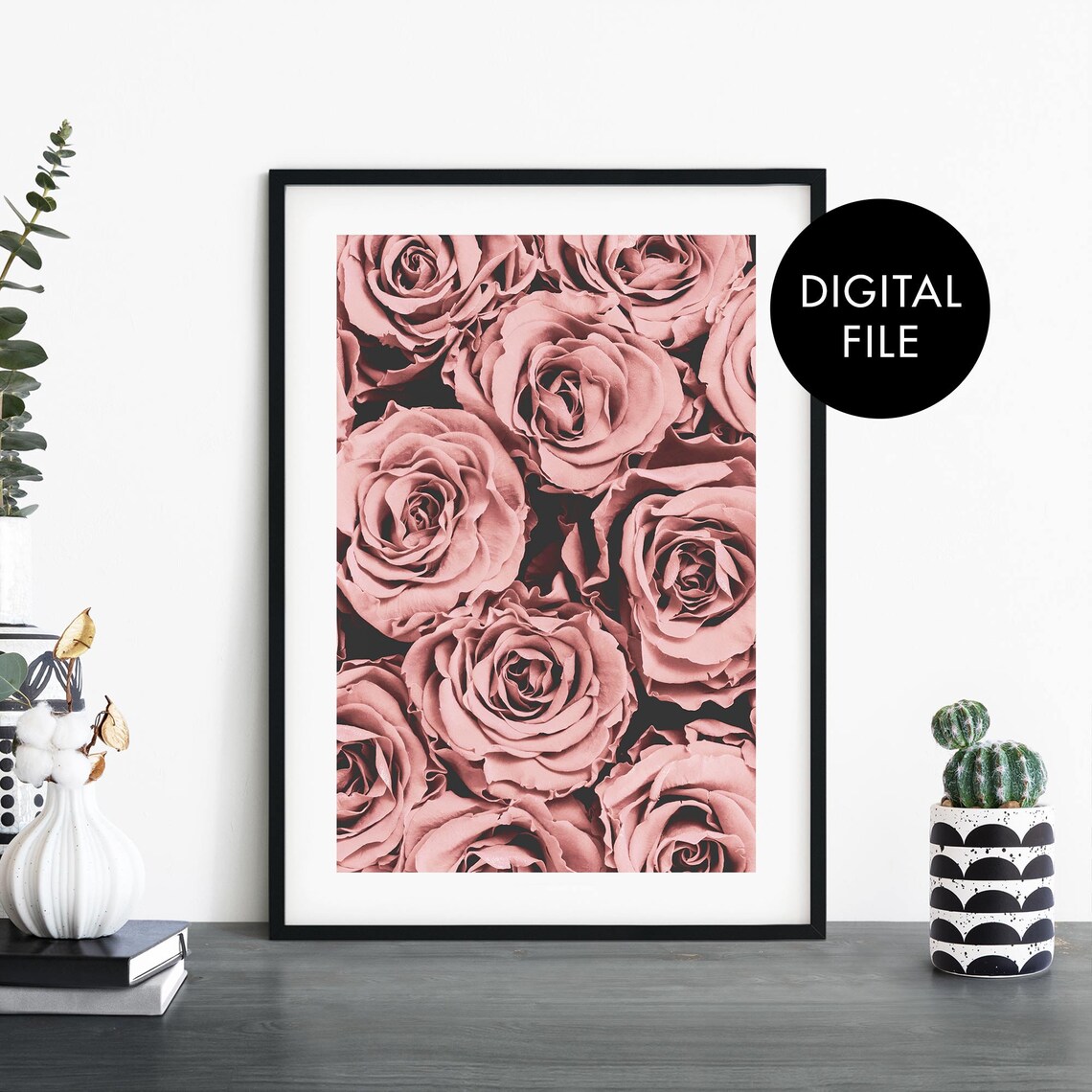 Romantic Blush Pink Rose Bouquet Floral Photography Art Poster