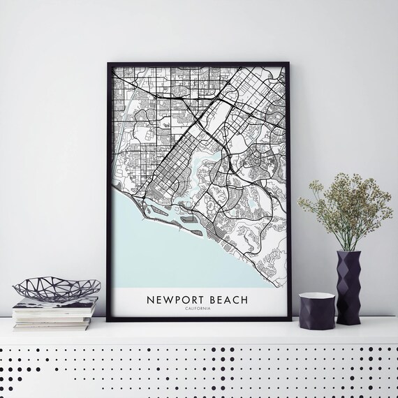 Newport Beach California Coastal City Map Poster Gift Artwork