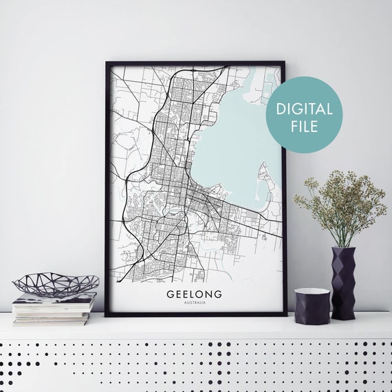 Geelong Victoria Australia City Map Art Print