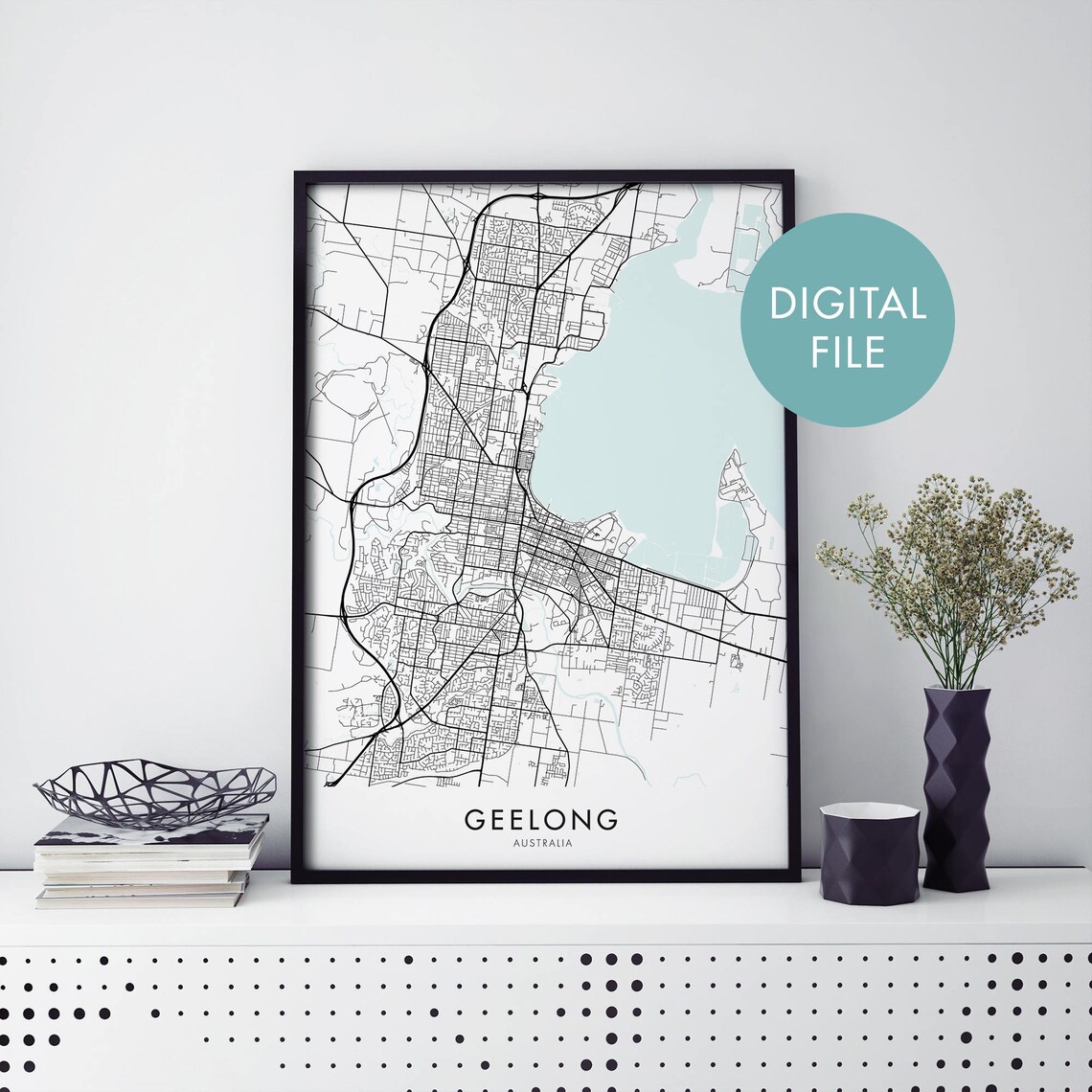 Geelong Victoria Australia City Map Art Print