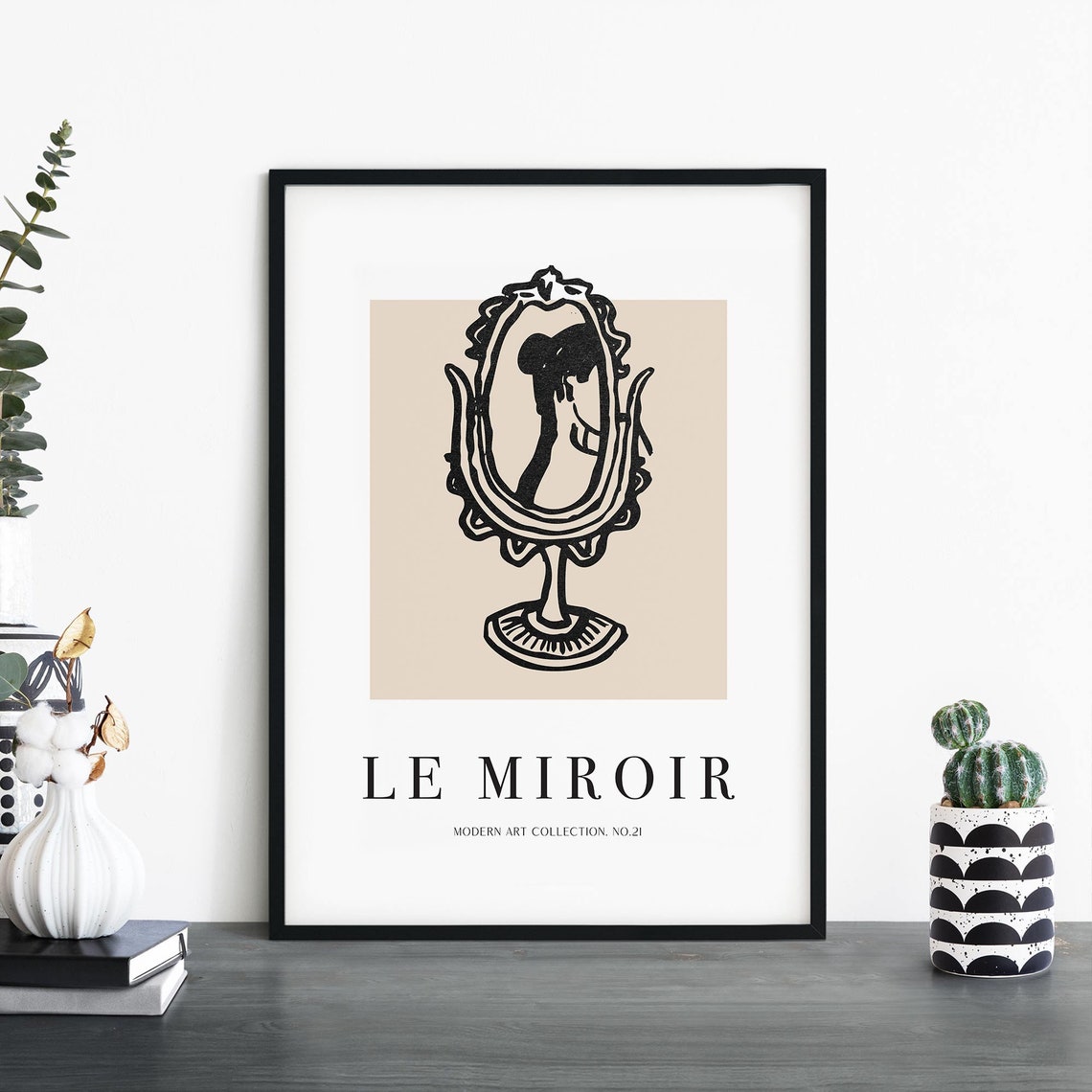Le Miroir Vintage Hand Mirror Sketch French Vanity Art Poster
