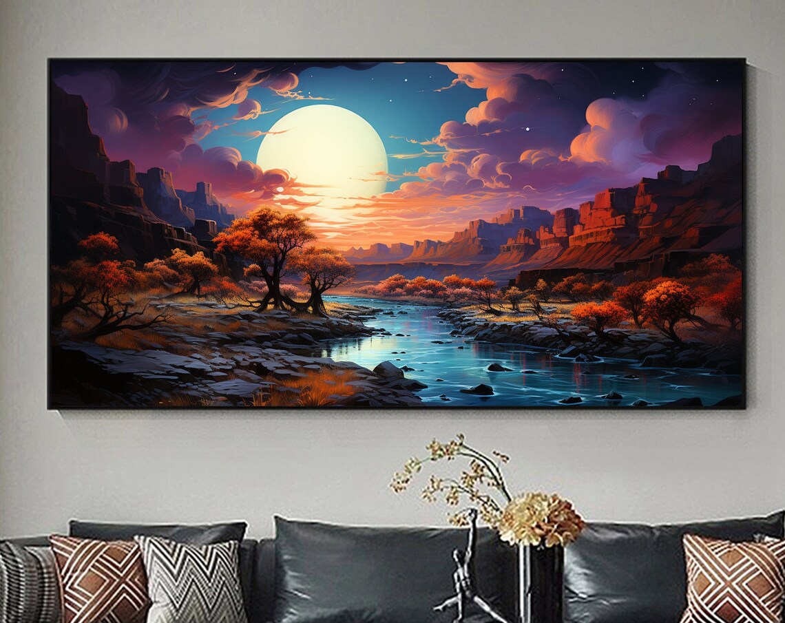 Abstract Mountain Landscape, Minimalist Oil Print