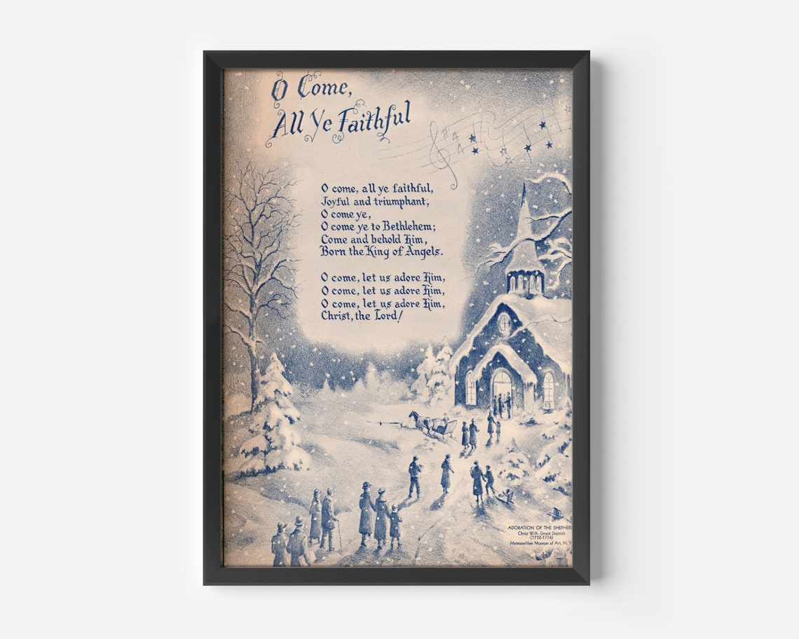 Merry Christmas Song Lyrics Print Christmas Song Poster Christmas Wall Art Christmas Room Decor Vintage Christmas Art Christmas Music - Image 3