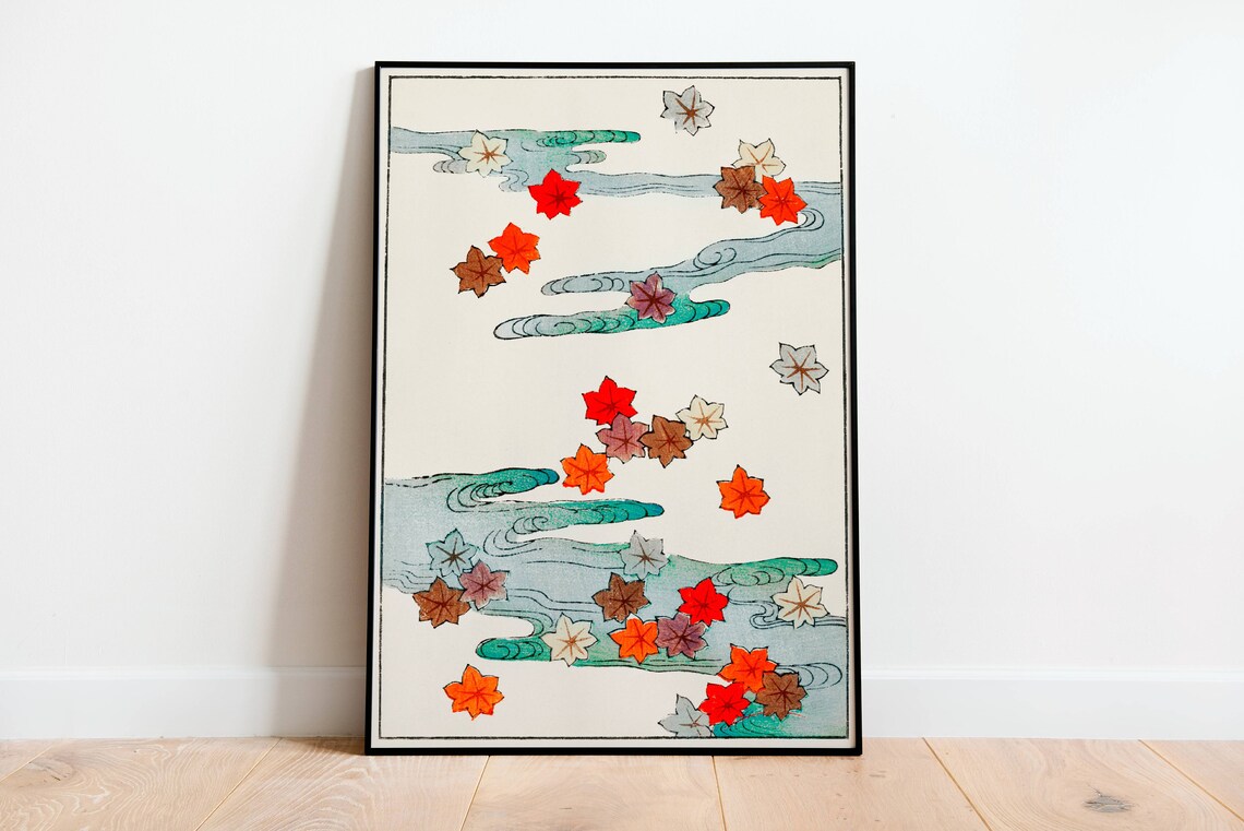 Autumn Illustration Vintage Japanese Woodblock Poster