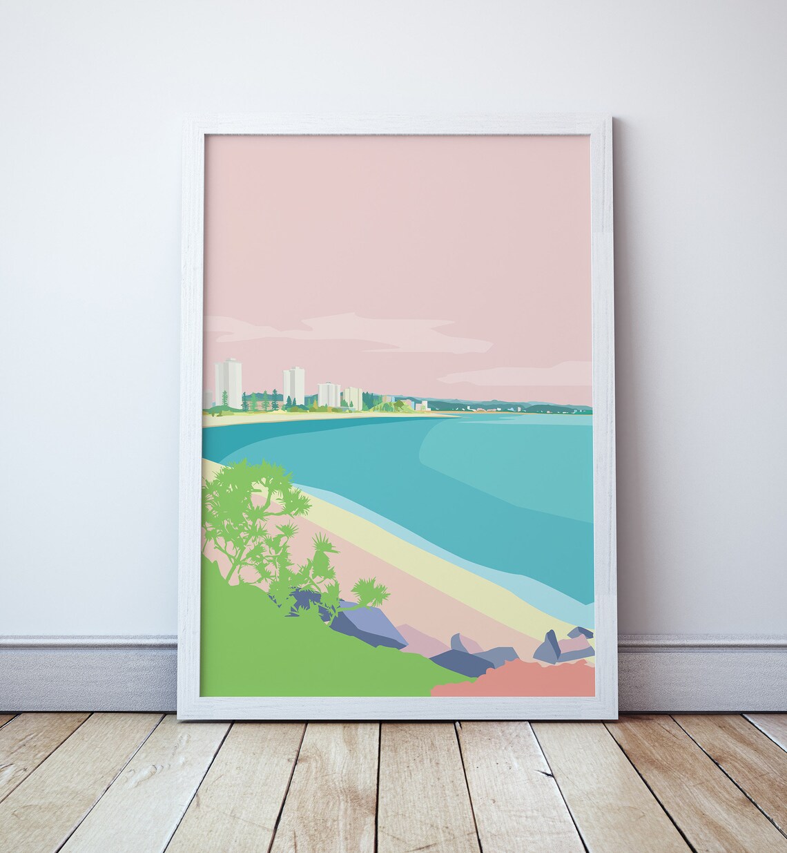 Surf Beach Vintage Travel Poster, Gold Coast