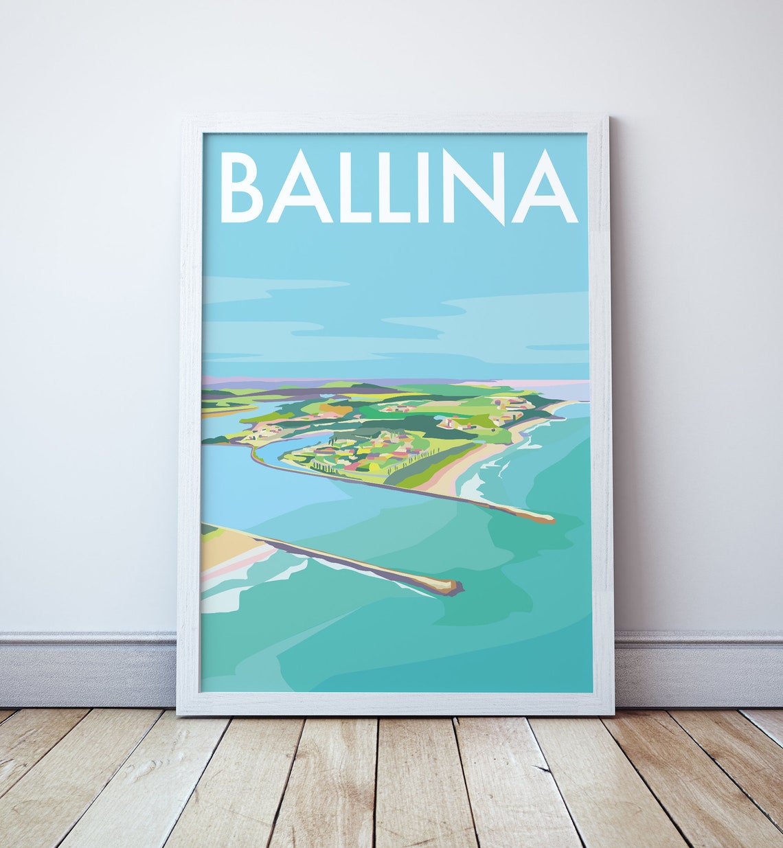 Scenic Ballina NSW River Estuary Aerial Coastal Travel Poster