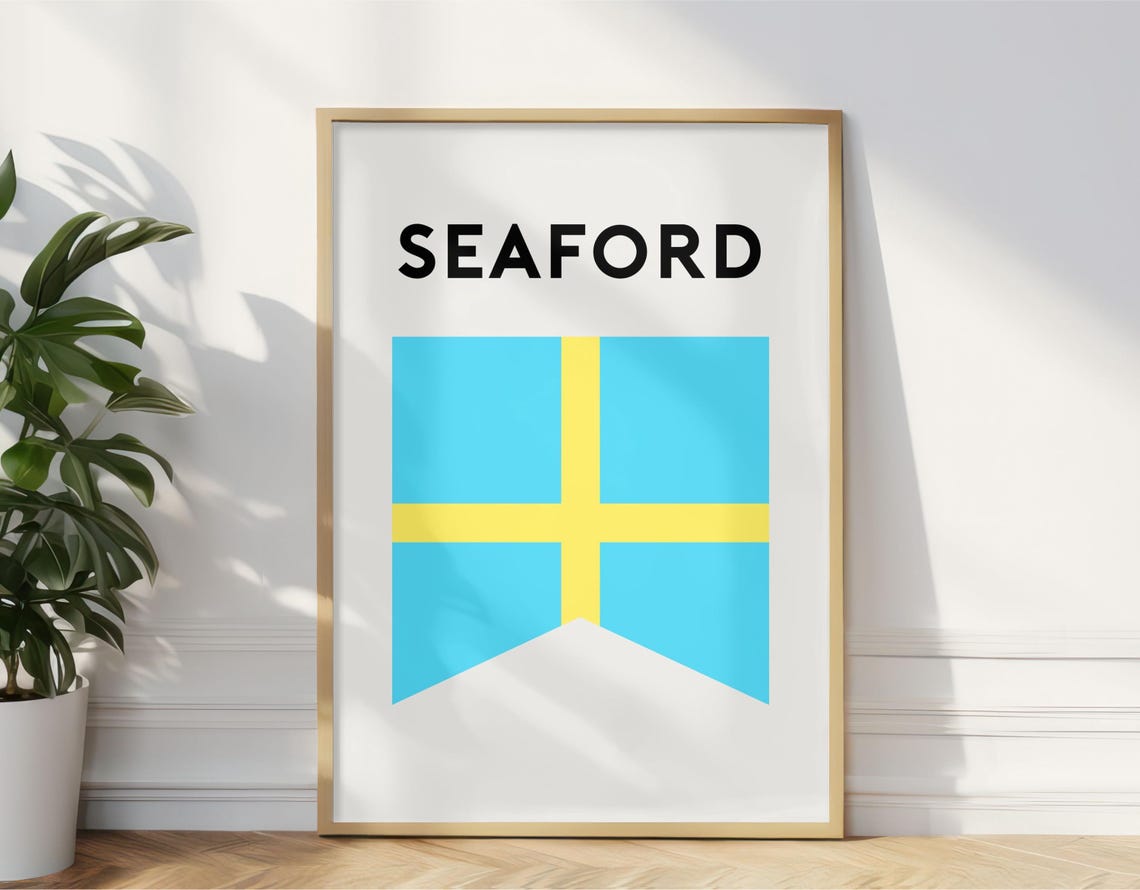 Seaford Surf Lifesaving Beach Flag Coastal Minimalist Art Print