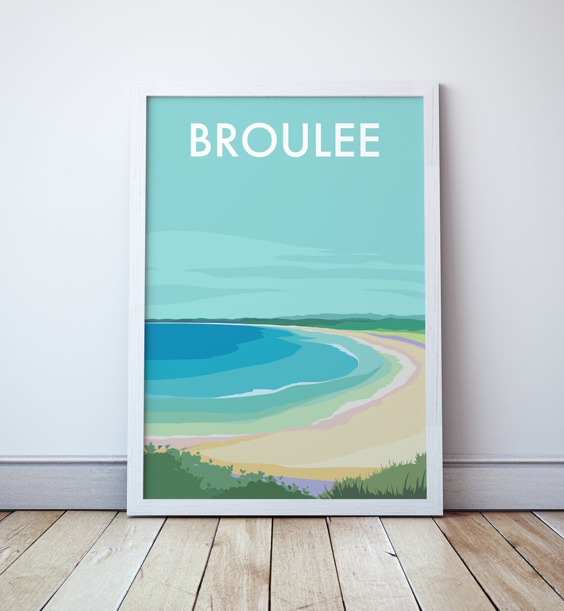 Broulee Curved Sandy Bay South Coast New South Wales Art Poster