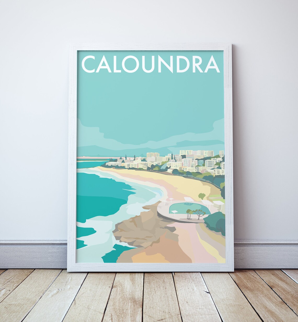 Caloundra Beach Sunshine Coast Travel Poster