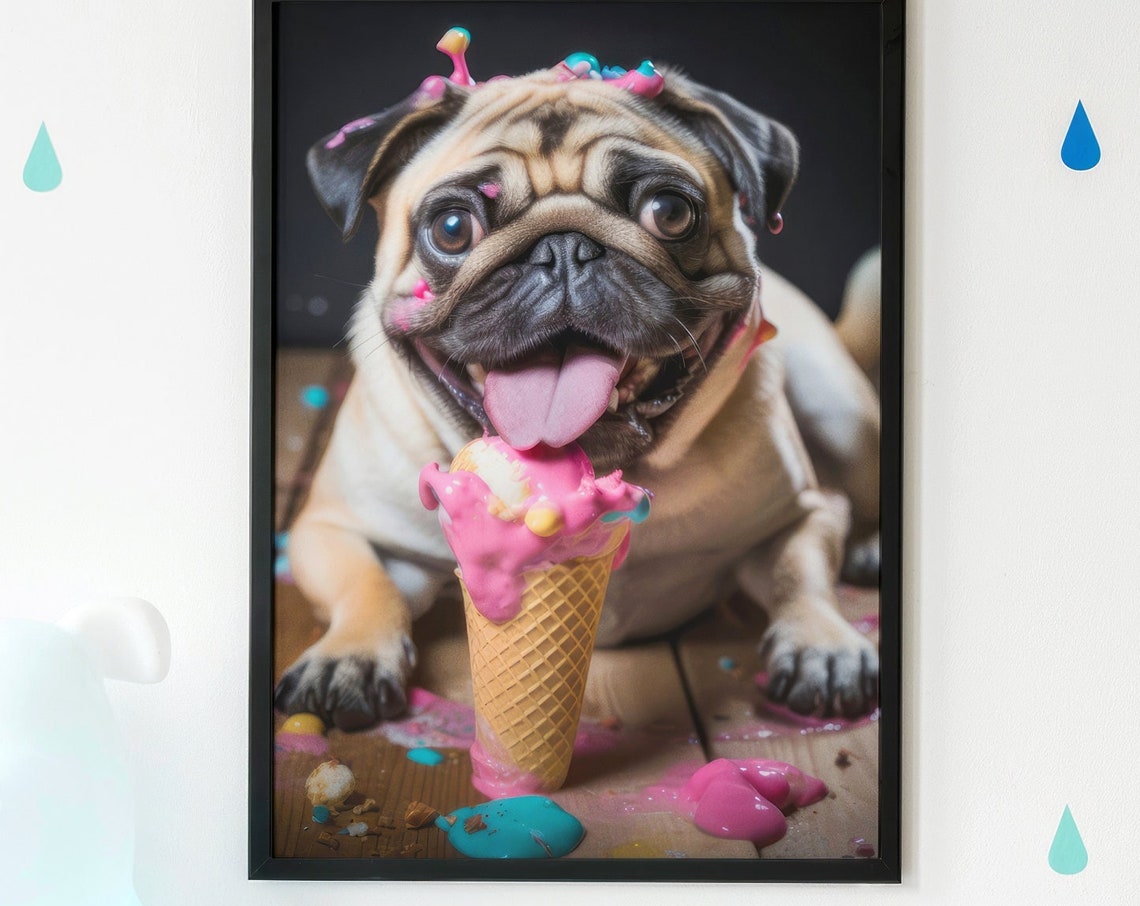 Pug Print, Cute Funny Dog Poster