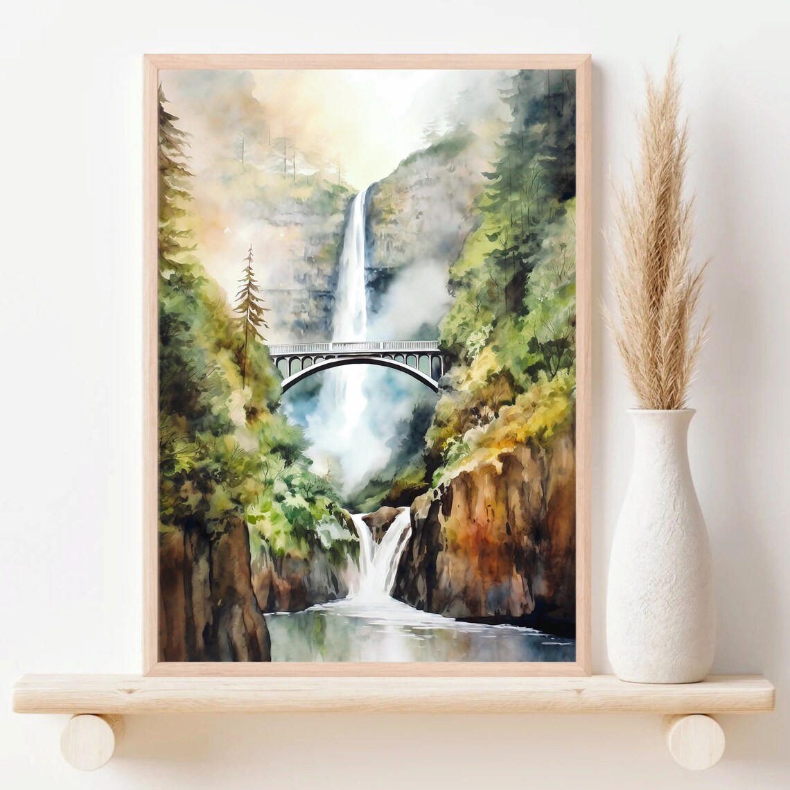 Multnomah Falls Watercolor Art Print, Landscape Decor - Image 4