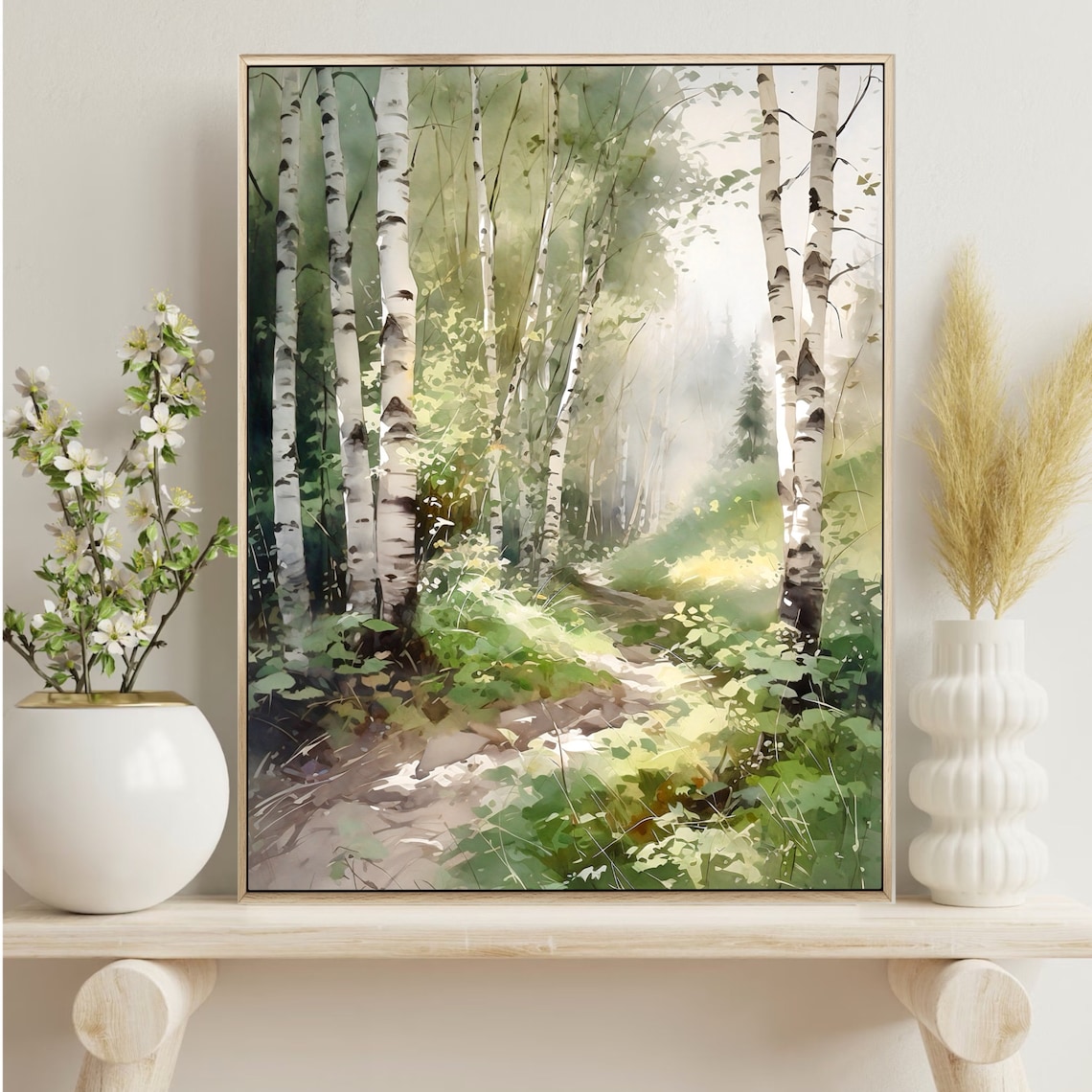 Watercolor Birch Tree Art Print, Nature Landscape - Image 3