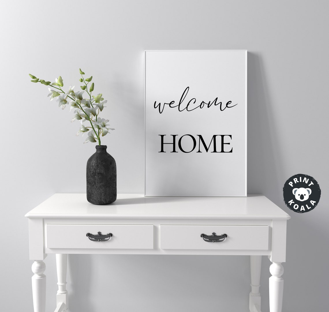 Welcome Home Script Quote Print Entryway Housewarming Wall Decor Art - Image 3
