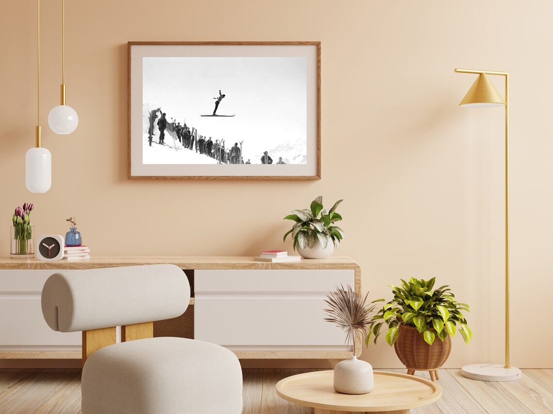 Vintage Ski Jumper Art Print, Black And White - Image 4