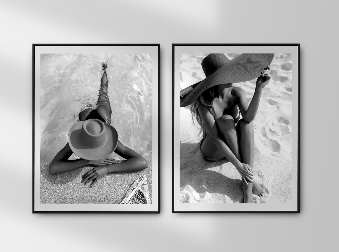 Woman In Swimming Pool Print Summer Poster Black And White Vintage Photography Fashion Wall Art Girls Bathroom Decor - Image 2