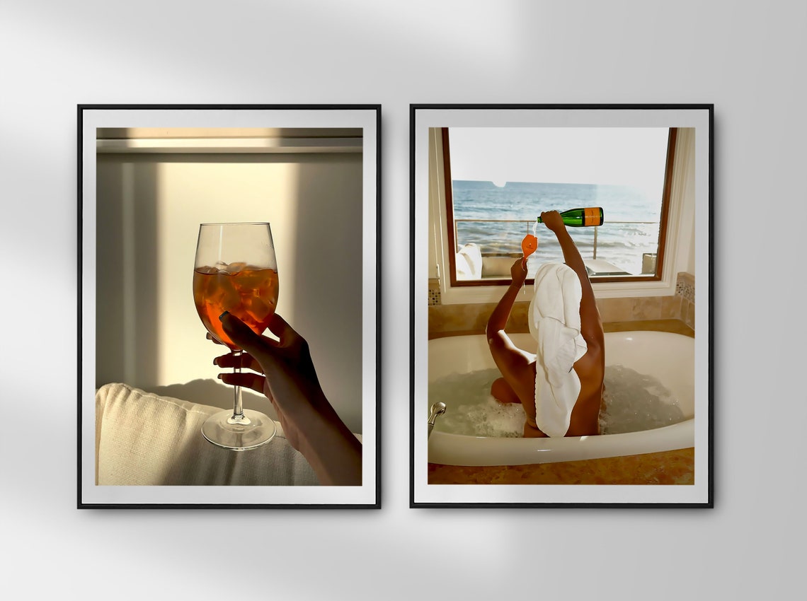 Hand Holding Aperol Spritz Glass in Sunlight Warm Bar Photo Poster - Image 3