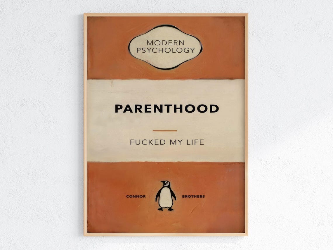 Connor Brothers Parenthood Penguin Book Parody Funny Parenting Poster