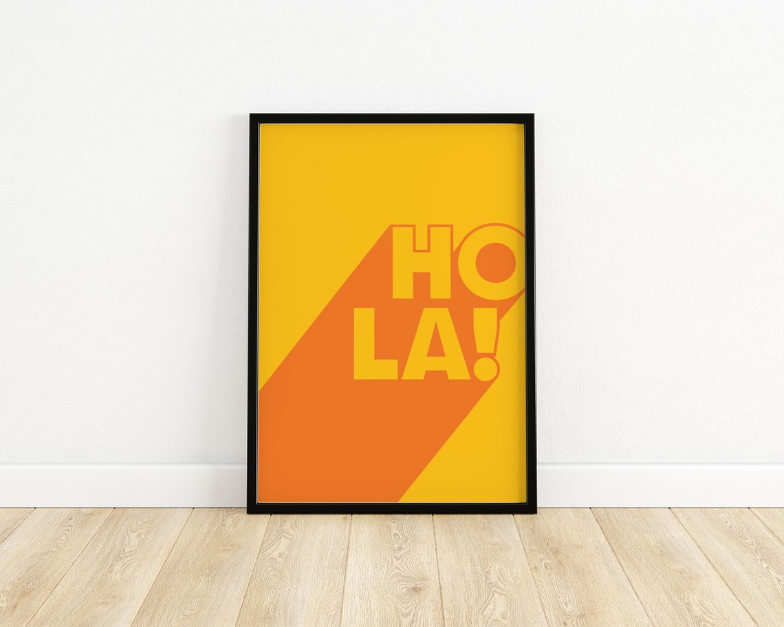 Hola Spanish Greeting Bold Orange Pop Art Typography Wall Poster - Image 3