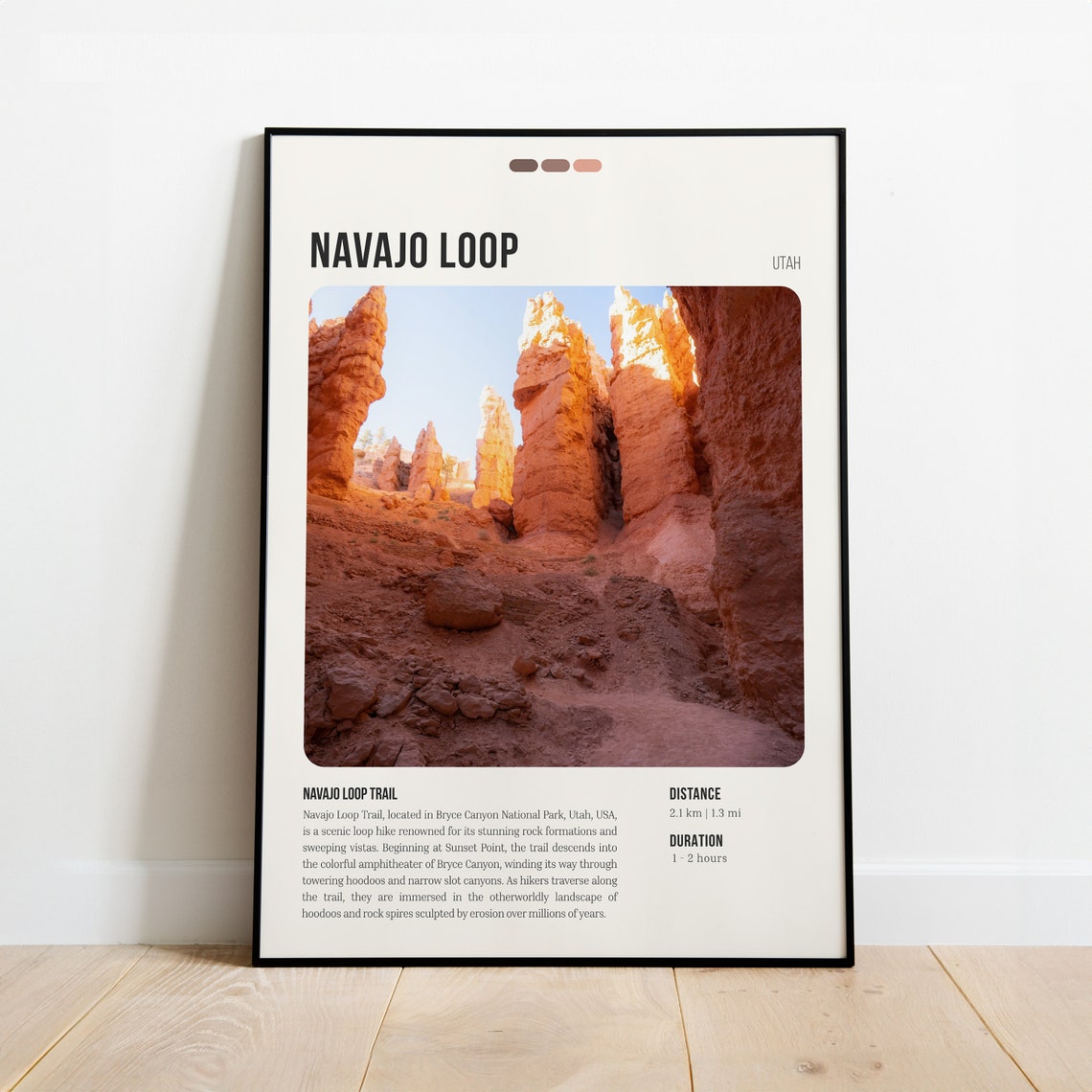 Navajo Loop Trail Bryce Canyon Utah Minimalist Hiking Poster