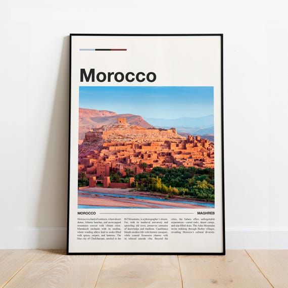 Morocco Poster Print Minimalist Modern Wall Art Physical Sizes