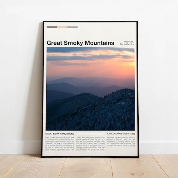 Great Smoky Mountains Tennessee Sunset Mist Minimalist Travel Poster