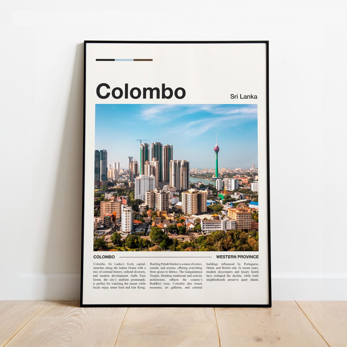 Colombo Sri Lanka Travel Poster Minimalist Editorial Skyline Art